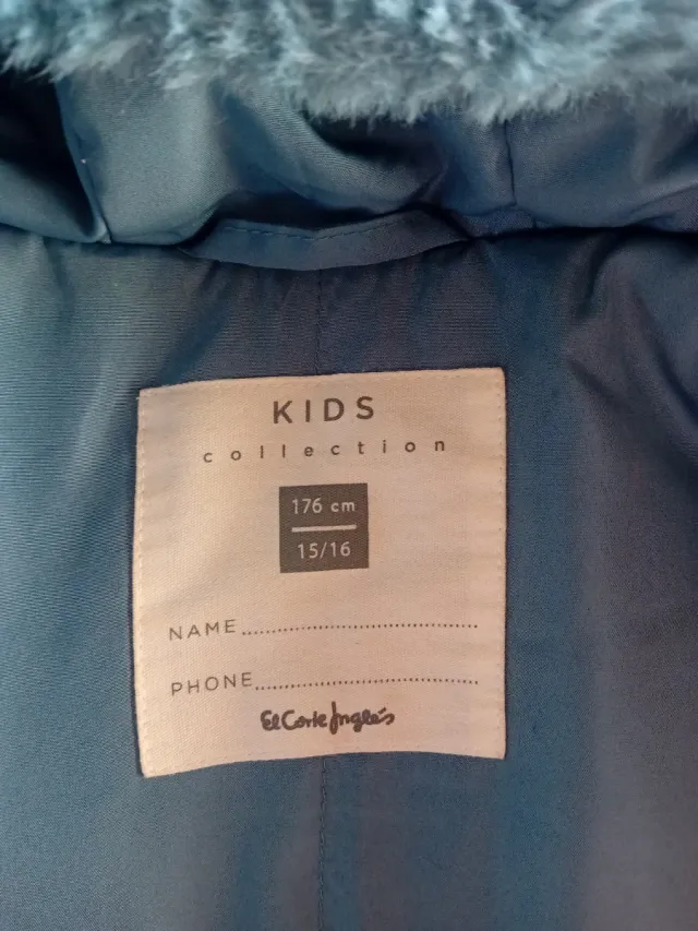 Abrigo niña azul con capucha. Talla 15/16