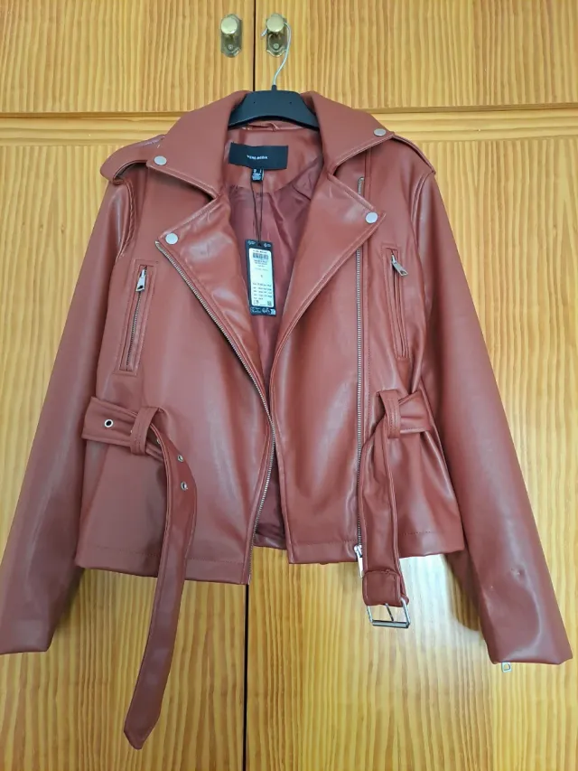 Cazadora Biker Vero Moda Marrón/Granate talla S