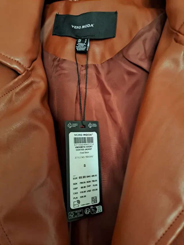 Cazadora Biker Vero Moda Marrón/Granate talla S