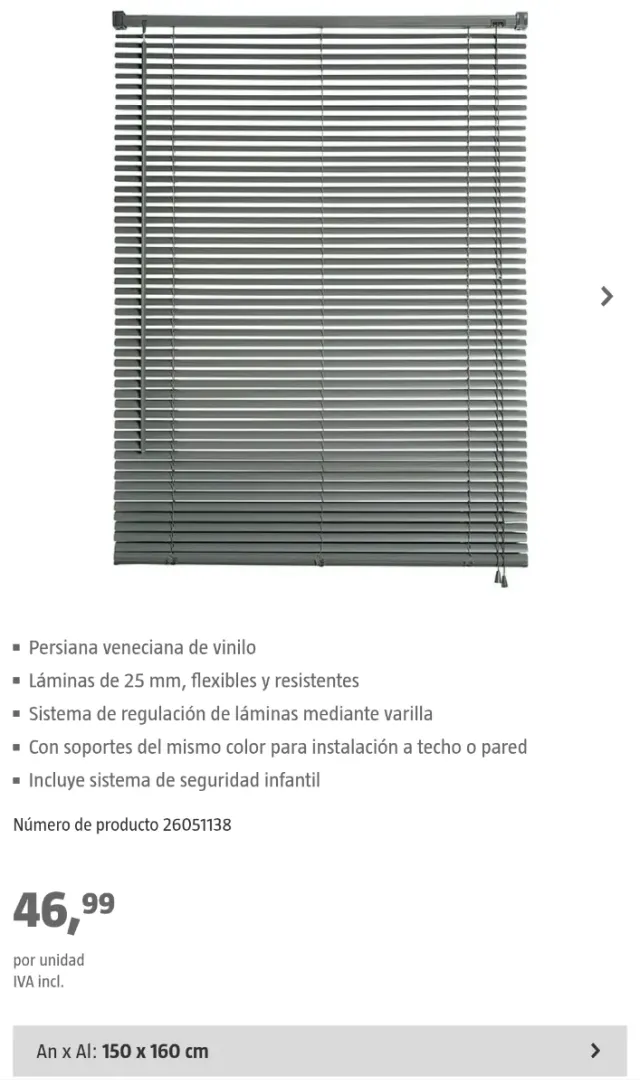 Estor Veneciano Metálico Gris
