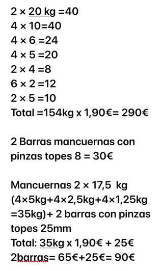 Discos de Pesas para Gimnasio 1,90€/kg