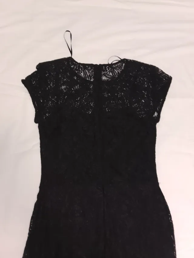 Vestido negro encaje talla XS largo manga corta