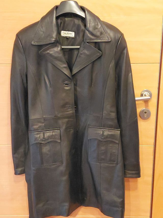 Abrigo de cuero Top Skins negro mujer