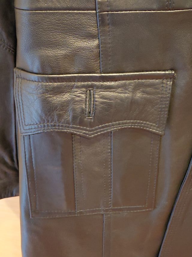 Abrigo de cuero Top Skins negro mujer