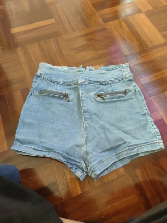 Pantalones cortos vaqueros cintura alta niña