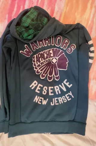 Sudadera con cremallera y capucha verde