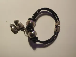 Pulsera Cuero y Acero Hecha a Mano