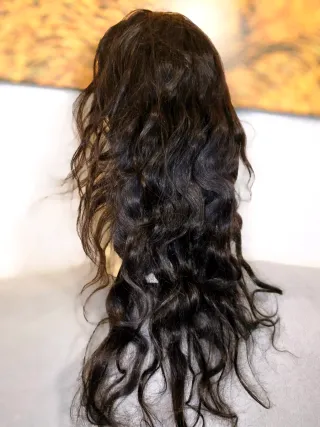 Peluca Pelo Humano Lace Front castaño oscuro