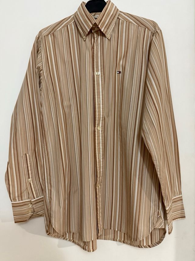 Camisa Tommy Hilfiger Rayas Beige y Marrón