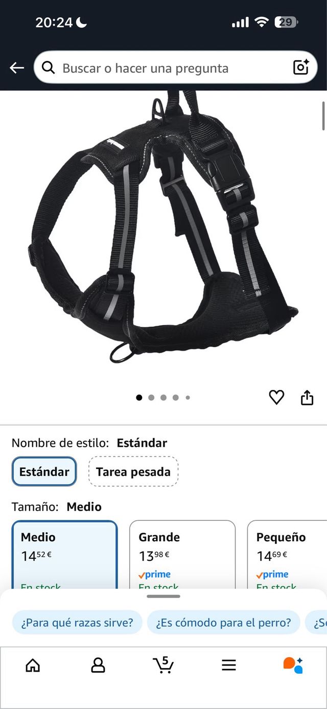 Arnés para Perro Amazon Basics Negro