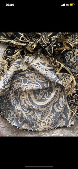 Vestito donna manica lunga fantasia oro nero