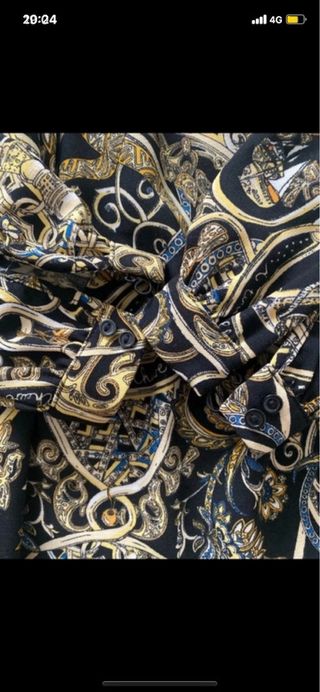 Vestito donna manica lunga fantasia oro nero