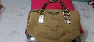 Bolsa Prada Bowling Bag Beige y Dorada