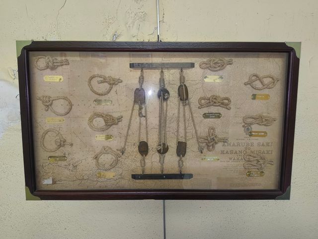 Cuadro náutico con nudos y poleas