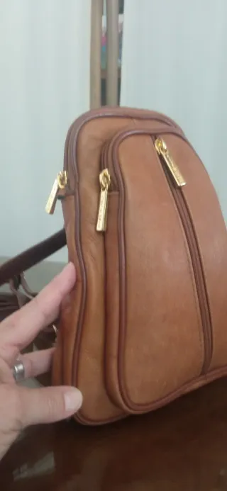 Bolso Mochila Piel Valentino di Paolo Marrón