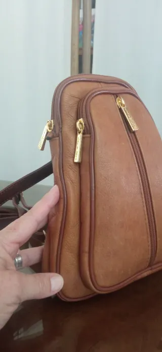 Bolso Mochila Piel Valentino di Paolo Marrón