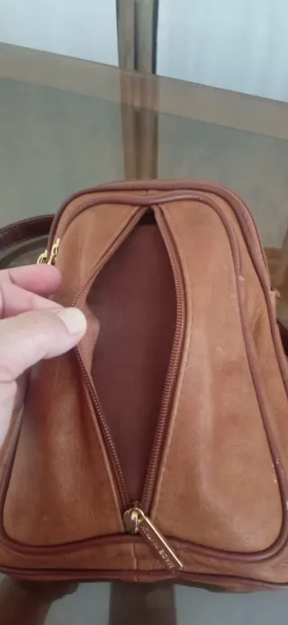 Bolso Mochila Piel Valentino di Paolo Marrón