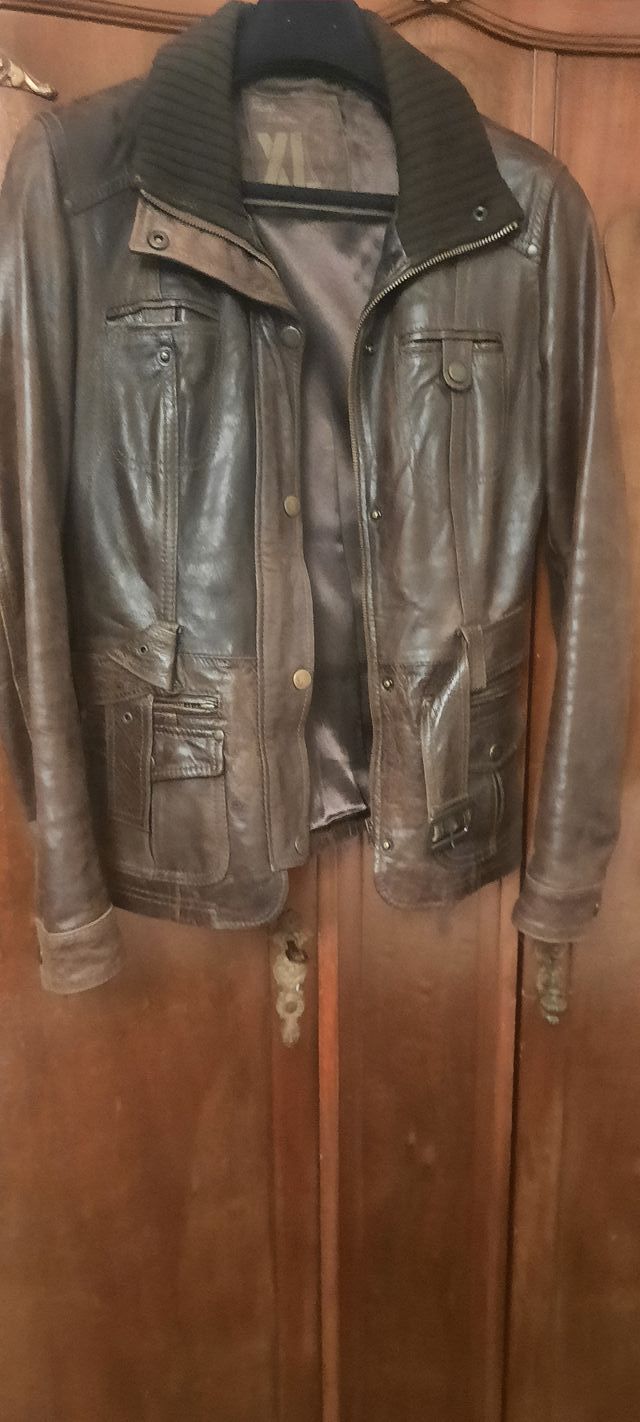 Chaqueta de Piel Marrón Talla XL