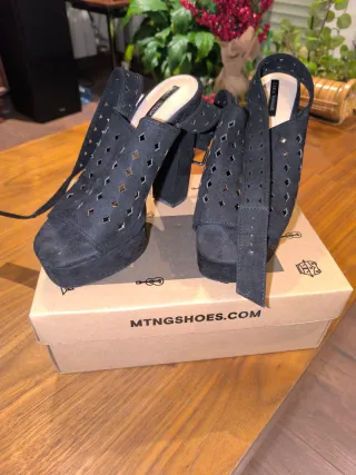 Zapatos Zara Tacón Plataforma Negro Mujer