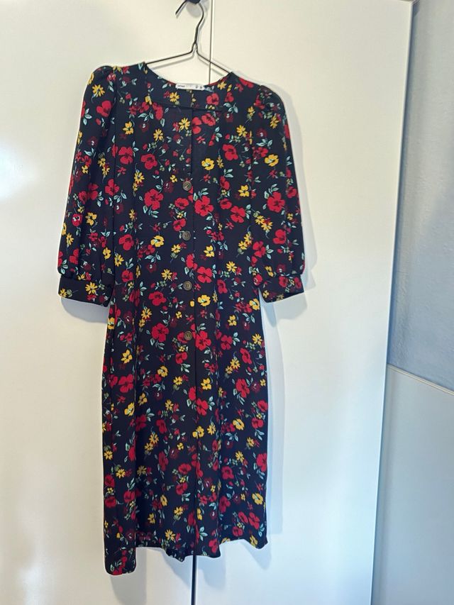 Vestido estampado floral manga larga