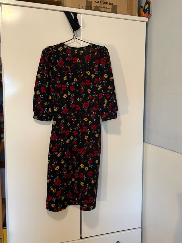 Vestido estampado floral manga larga