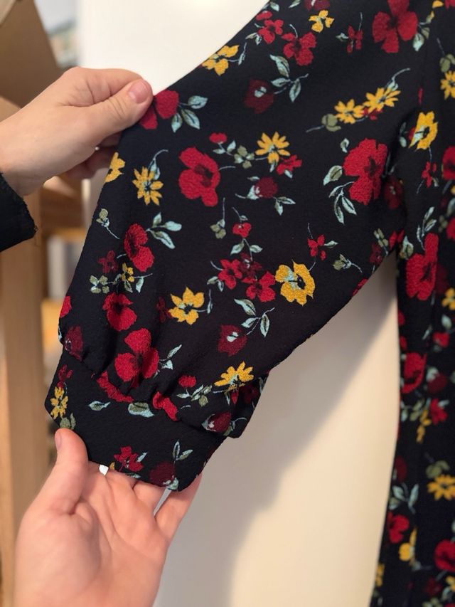 Vestido estampado floral manga larga