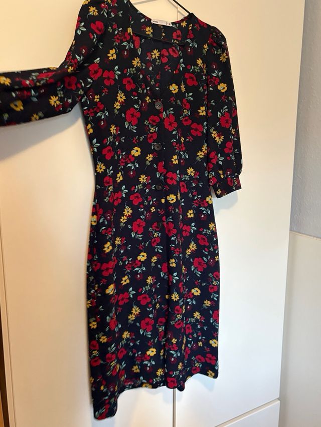 Vestido estampado floral manga larga