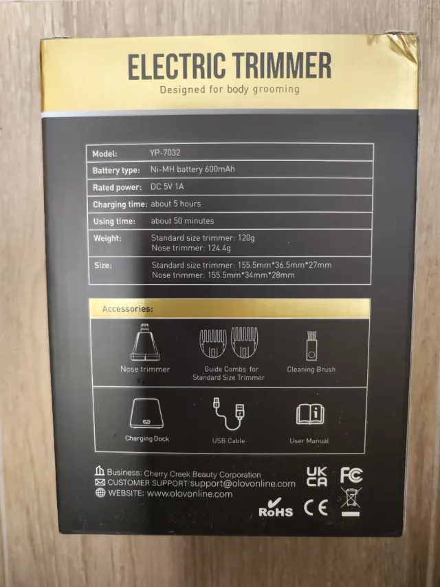 Afeitadora Eléctrica Olov Negra y Dorada