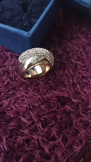 Sortija oro y plata con circonitas