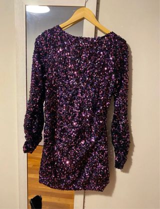 Vestido lentejuelas morado Zara