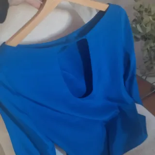 Blusa Zara Seda Azul