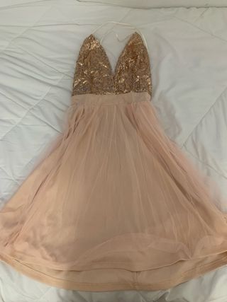 Vestido fiesta rosa lentejuelas