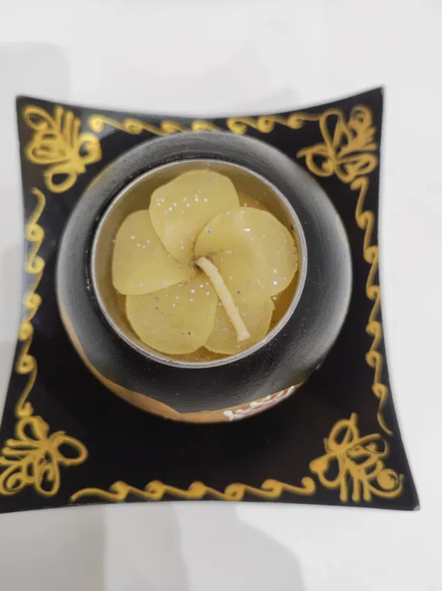 Candela Decorativa Elefante Nero e Dorato