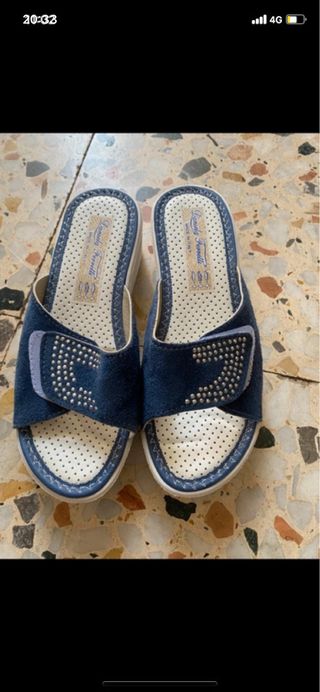 Ciabatte da casa donna blu e bianche