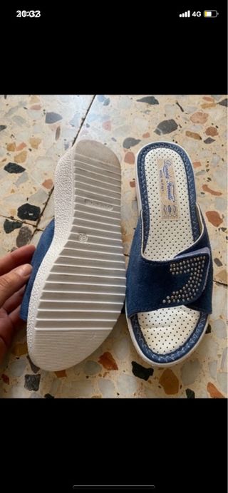 Ciabatte da casa donna blu e bianche