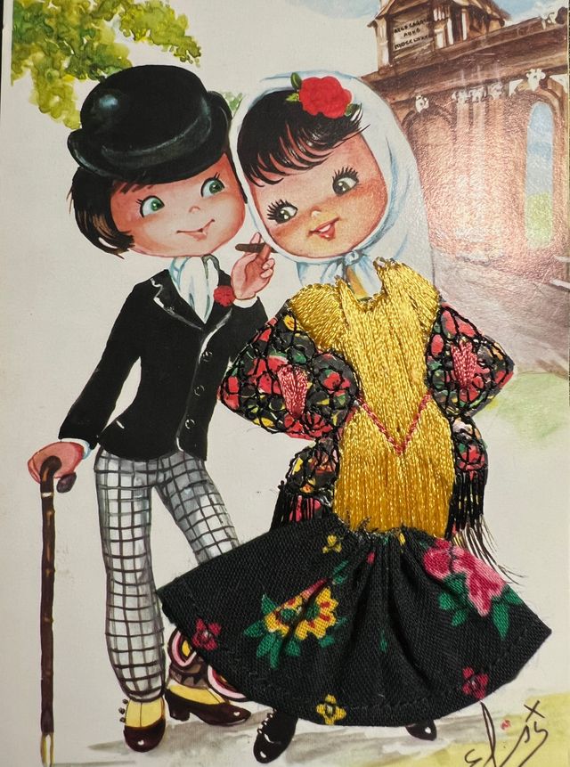 Postal Antigua Traje Regional Bordado