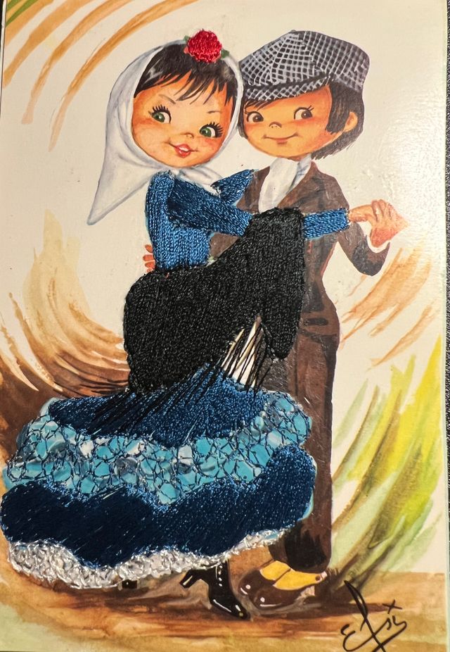 Postal Antigua Traje Regional Bordado