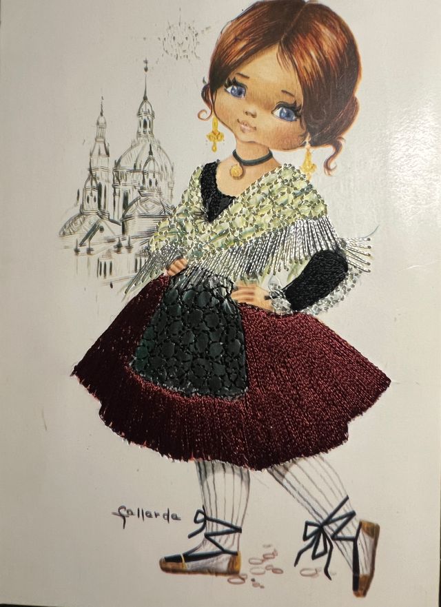 Postal Antigua Traje Regional Bordado