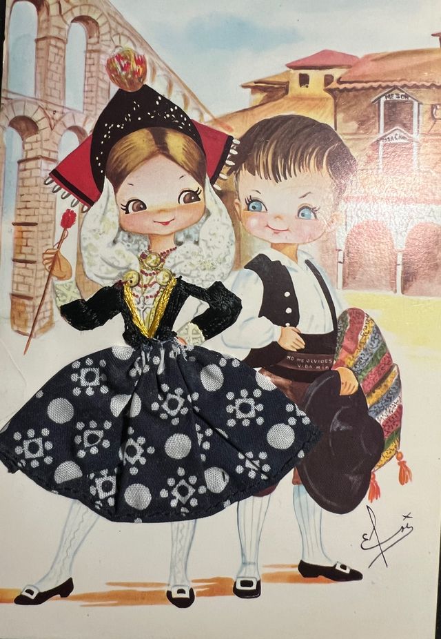 Postal Antigua Traje Regional Bordado