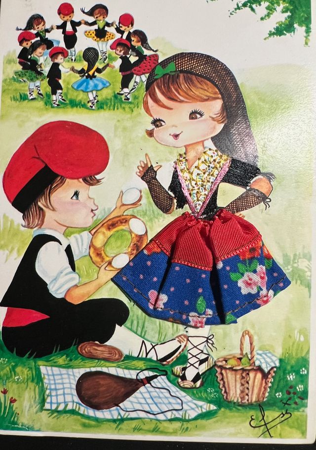 Postal Antigua Traje Regional Bordado