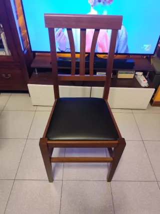 Sedia legno seduta similpelle nera