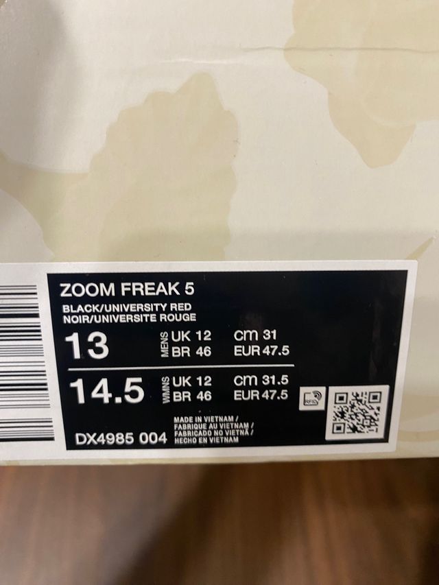 Nike Zoom Freak 5 Negro Rojo