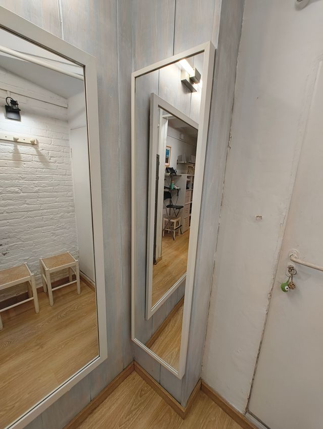 Espejo rectangular blanco madera