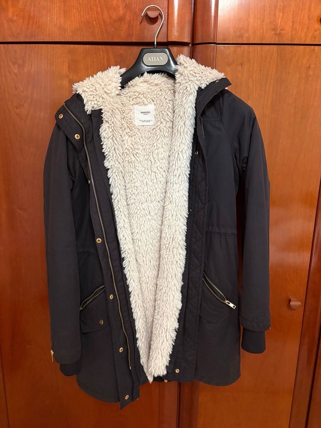 Abrigo negro Mango Negro Talla S