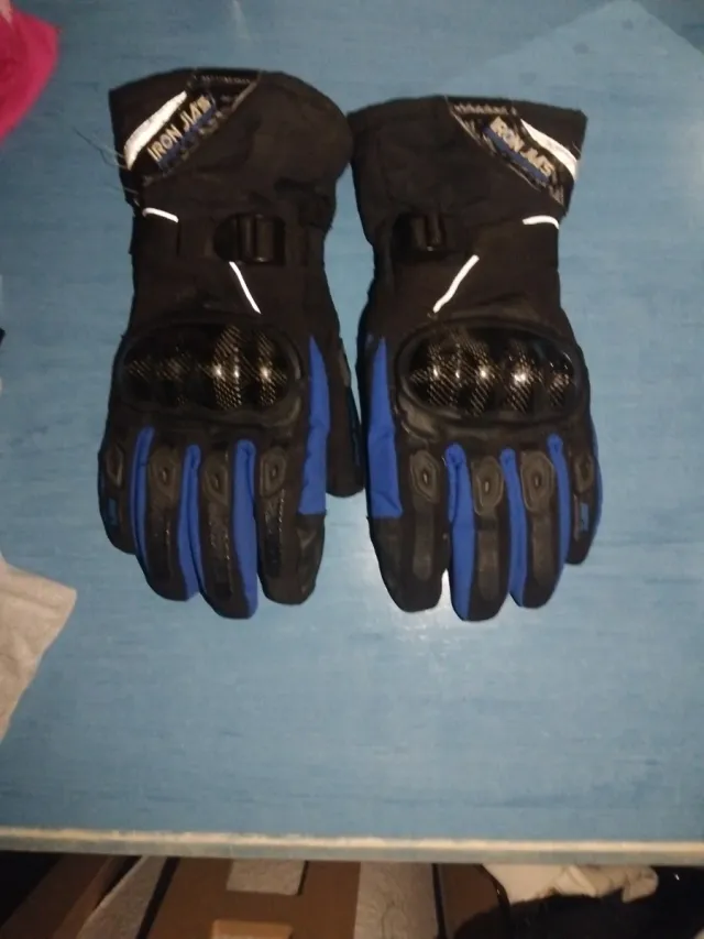 Guantes Moto IRON JIA'S Negros y Azules