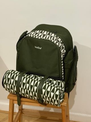 Mochila Picnic VonShef Verde con Manta