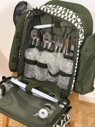 Mochila Picnic VonShef Verde con Manta