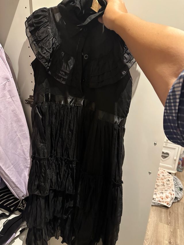 Disfraz Miércoles Addams Talla 10-12 + Peluca