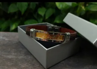 Pulsera Piel y Acero Hombre 22cm