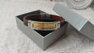 Pulsera Piel y Acero Hombre 22cm